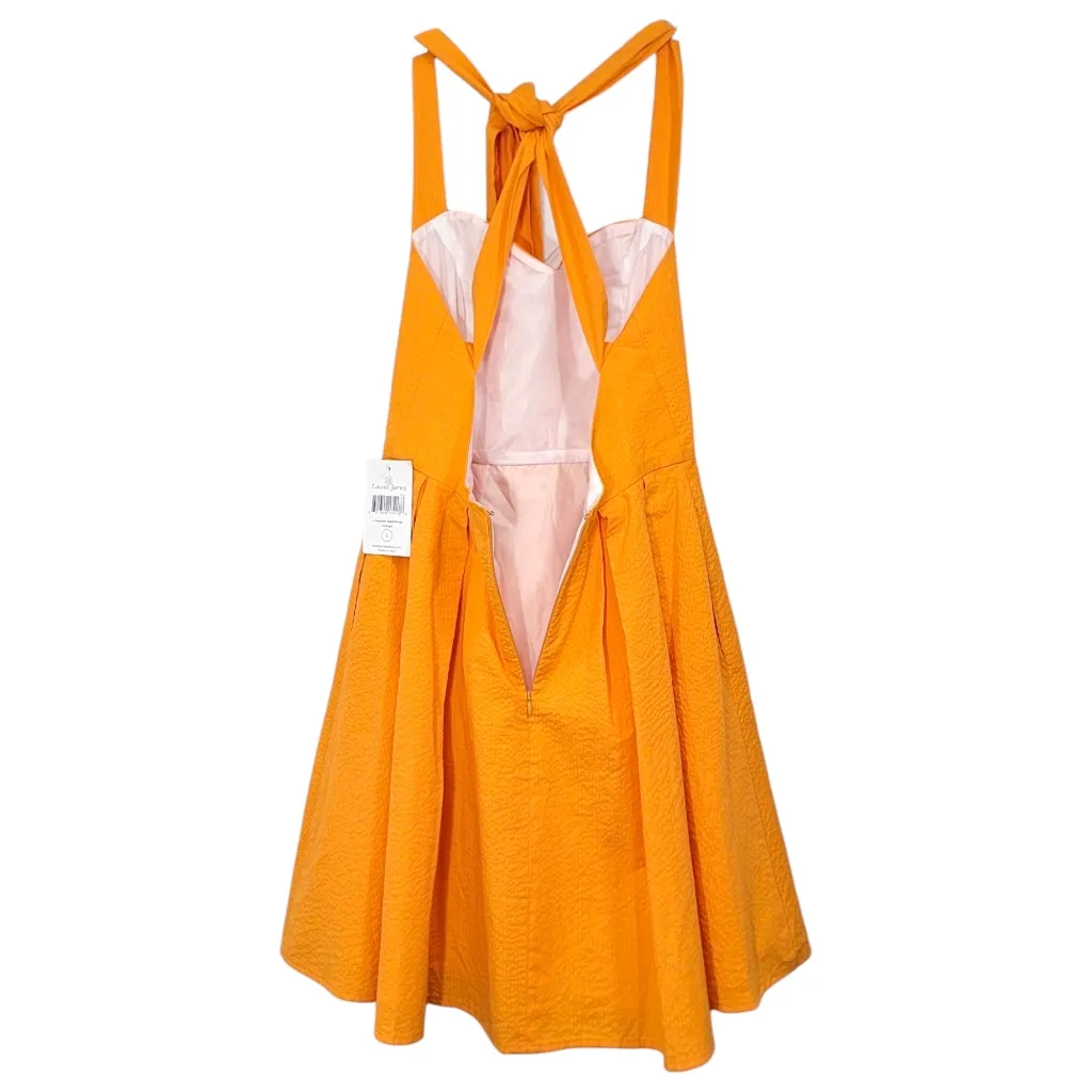 Lauren James Livingston Orange Halter Seersucker Gauze Midi Dress NWT Size Small - Image 12