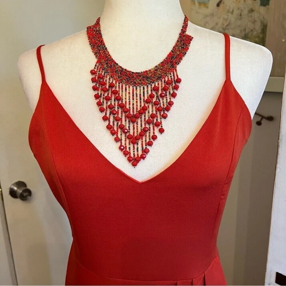 JJ's House 244576 Red Charmeuse Bridesmaid Dress V-Neck Wrap Midi Cocktail S - Image 6