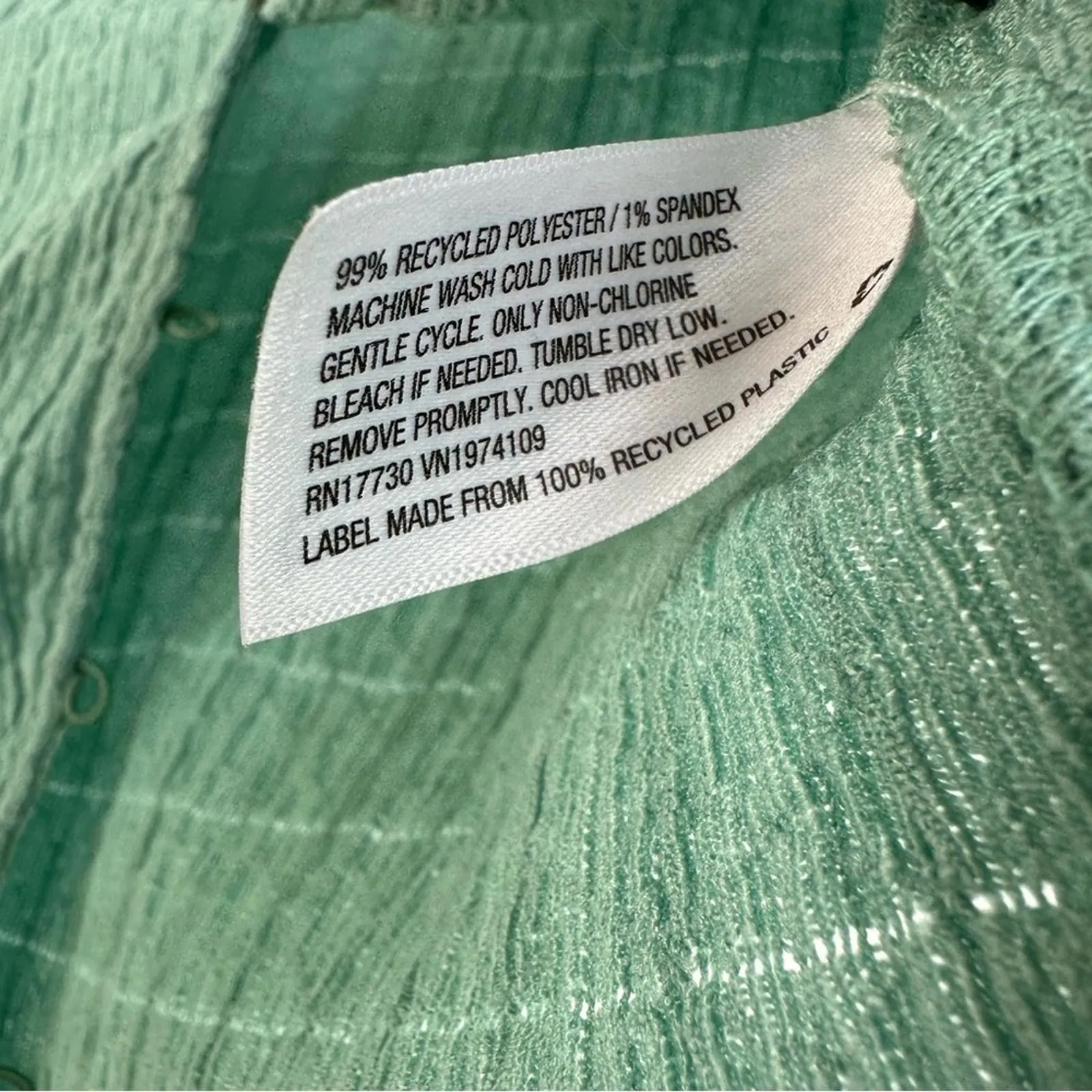 Short Sleeve Collar Button Polo Shirt High Low Top Wild Fable Turquoise Green XS - Image 6