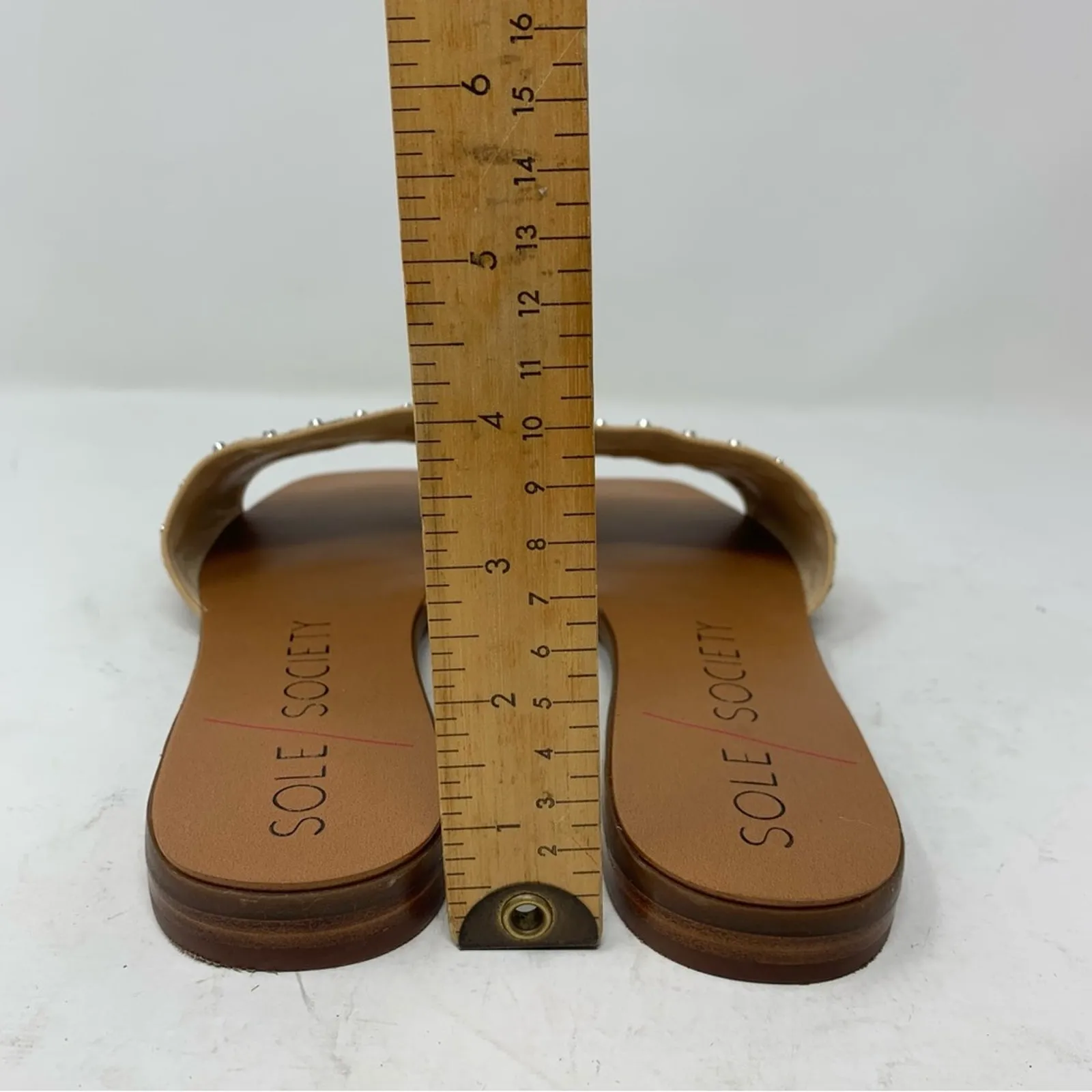 Sole Society Studded Leopard Cheetah Print Slides Sandals Calf Hair size 9 - Image 4