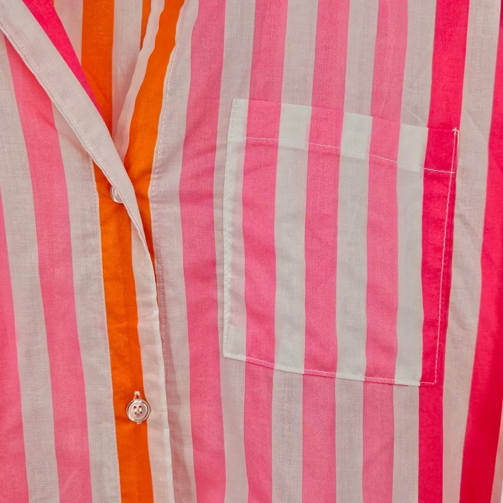 Beach Riot Alexa Coverup Button Down‎ Top Pink Orange Small - Image 11