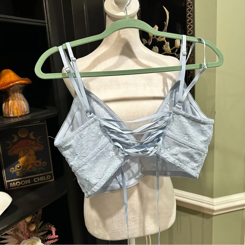 Aerie AEO Blue Floral Lace Corset Bralette NWT Size XL - Image 5