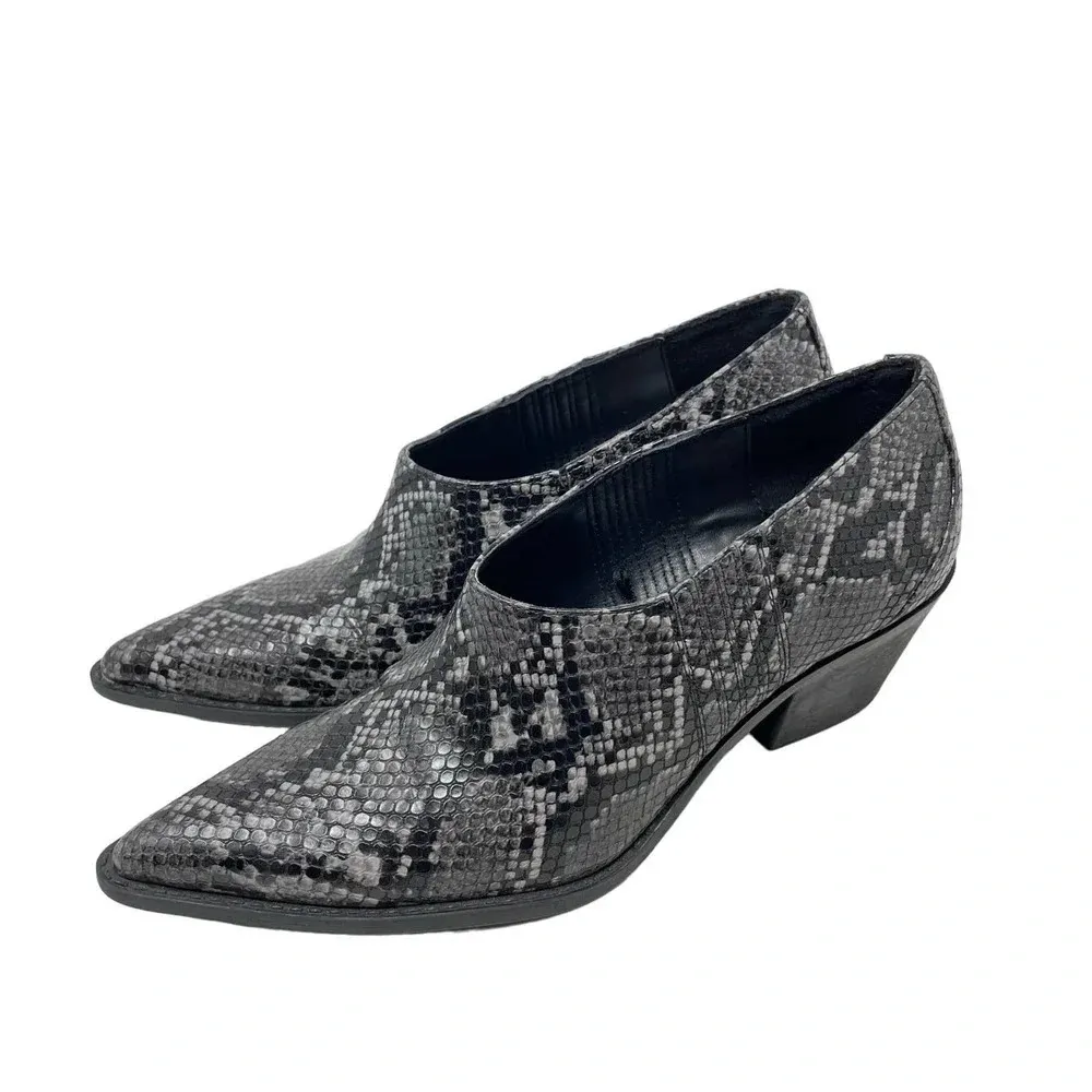 Zara Snakeskin Cowboy Heeled Ankle‎ Booties Black Gray Size 38 / US 7.5 - Image 3