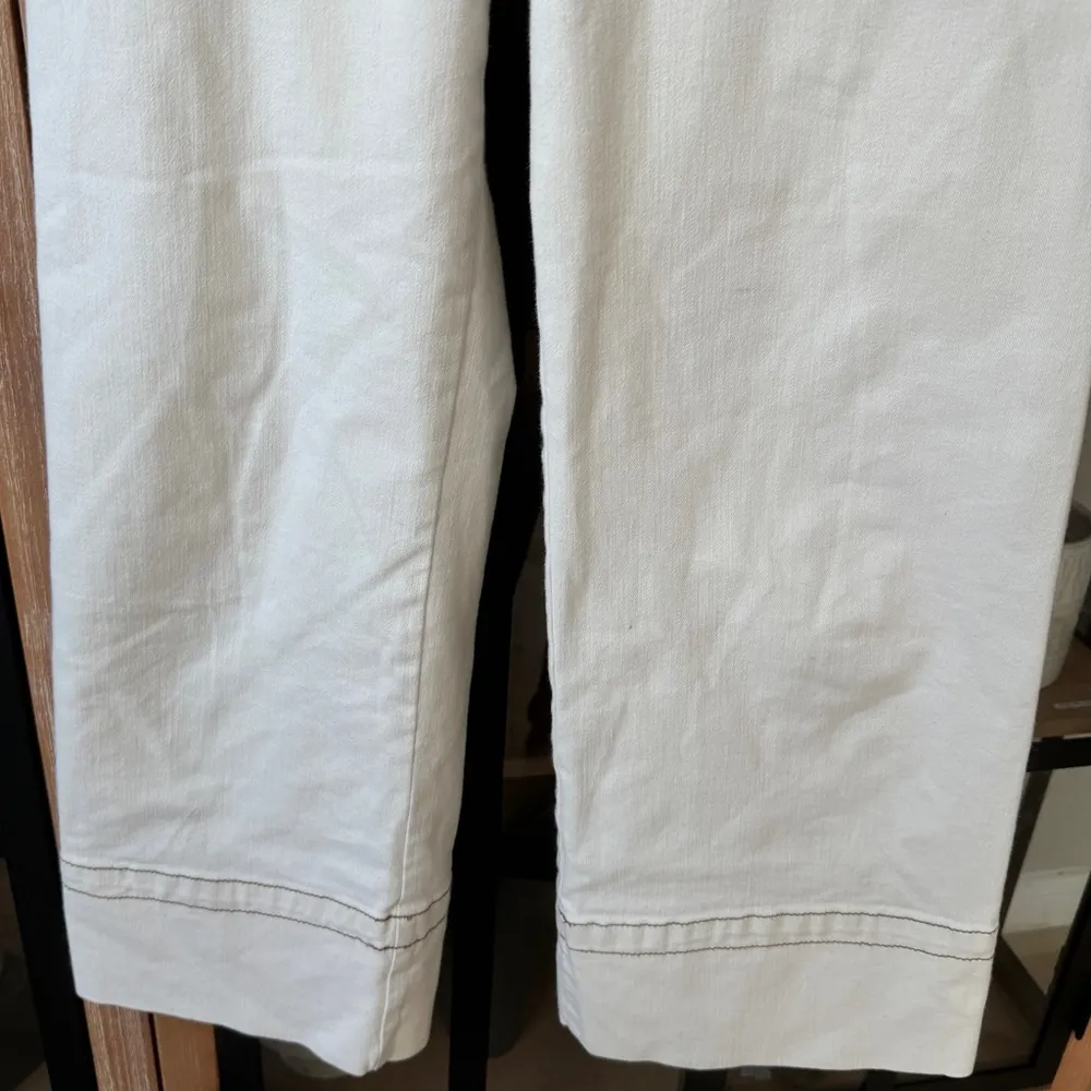 Anthropologie cargo pants jeans Wide Leg denim cream colette high waisted crop - Image 7
