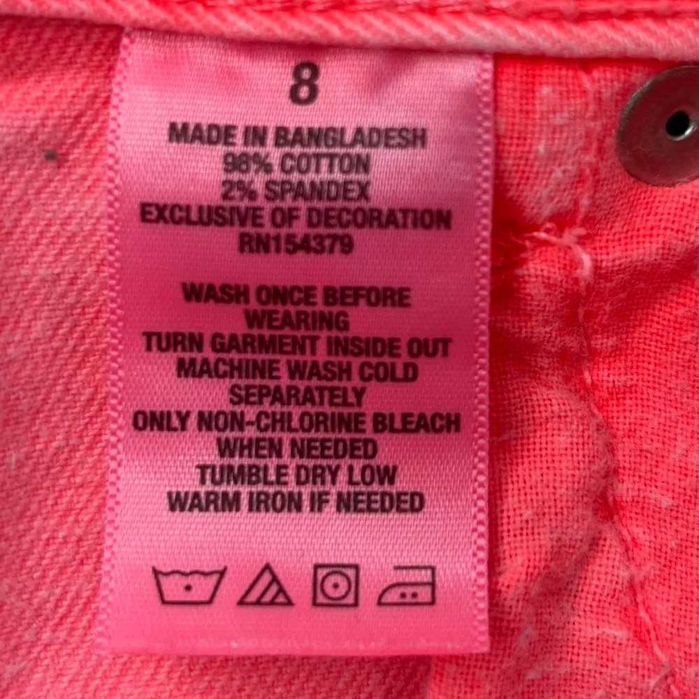 Aeropostale 8 High Waisted Shorty Hot Pink Highlighter Denim Shorts - Image 5