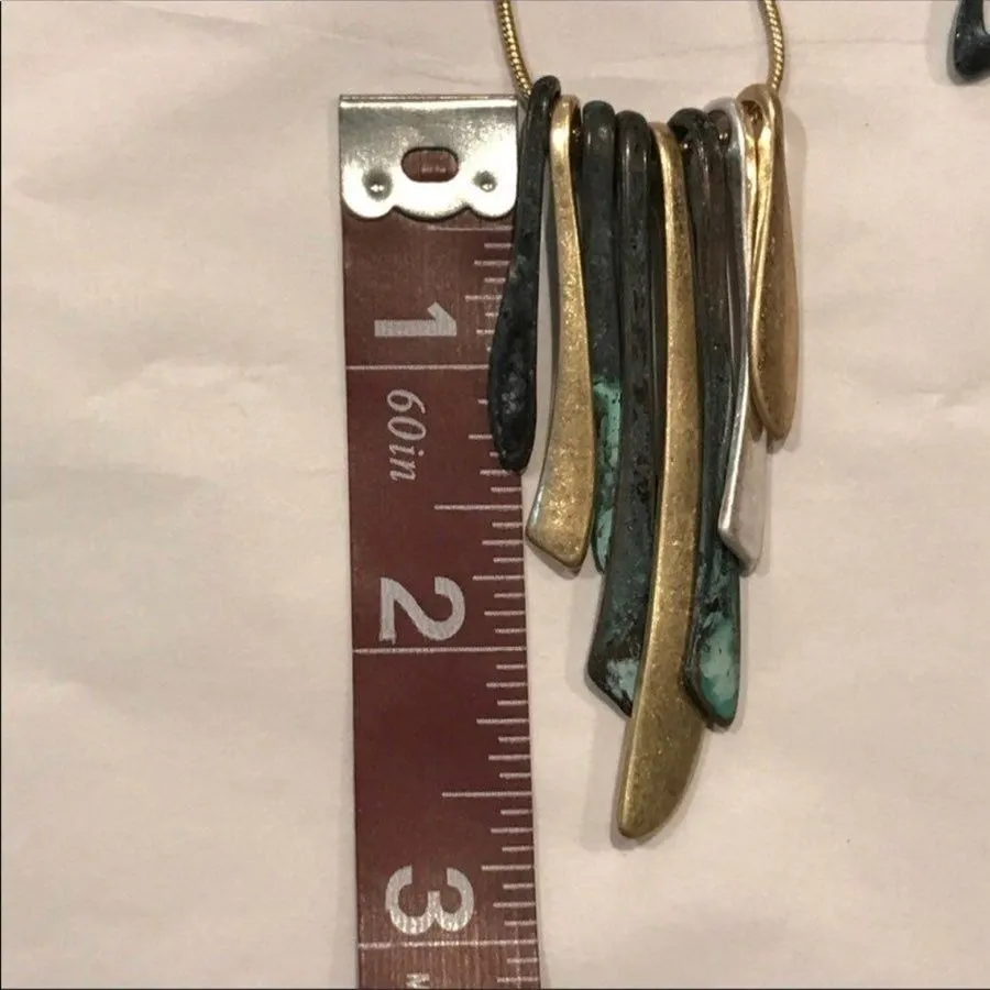 Patina Gold Necklace & Oval Earrings - Image 4