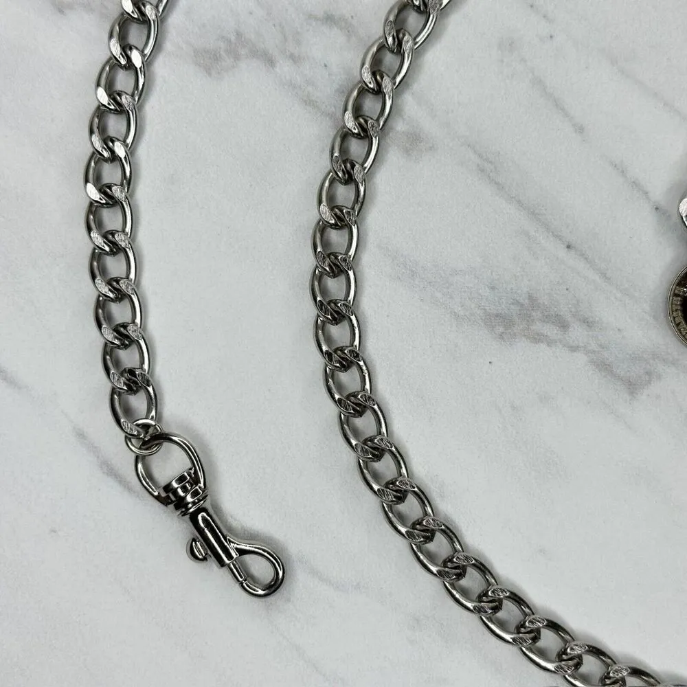 Silver Tone Chain Belt Coin Charm Y2K Body Chain Size Small (S) ✨ - Image 4