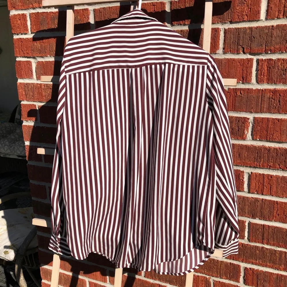 H&M Brown And White Striped Silky Ling Sleeves Blouse 8 - Image 7
