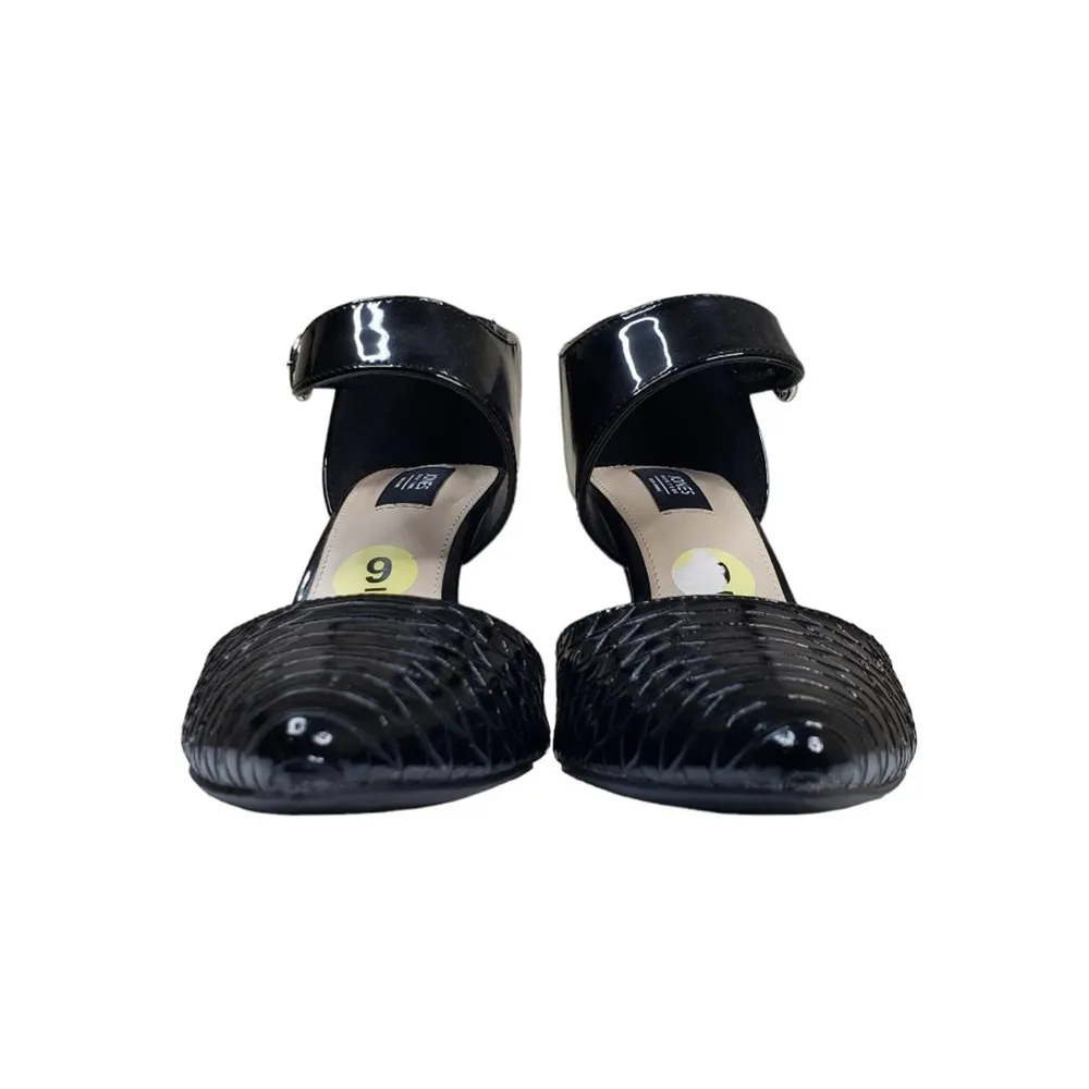Jones New York Womens 9 Black Patent Leather Ankle Strap Heels - Image 3