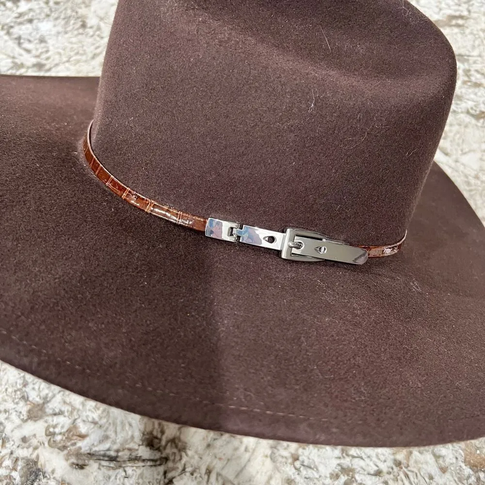 Eugenia Kim Velma Croc Trim Band Wool Cowboy Hat in Chocolate - Image 8
