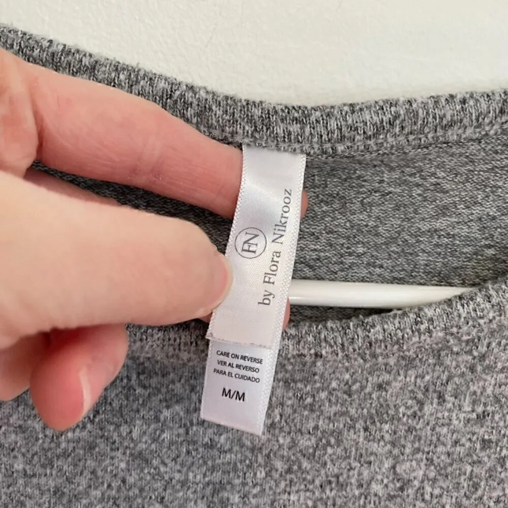 FN BY FLORA NIKROOZ Pajama / Lounge Lace Stripe Gray Cream Crewneck Sweatshirt M - Image 6