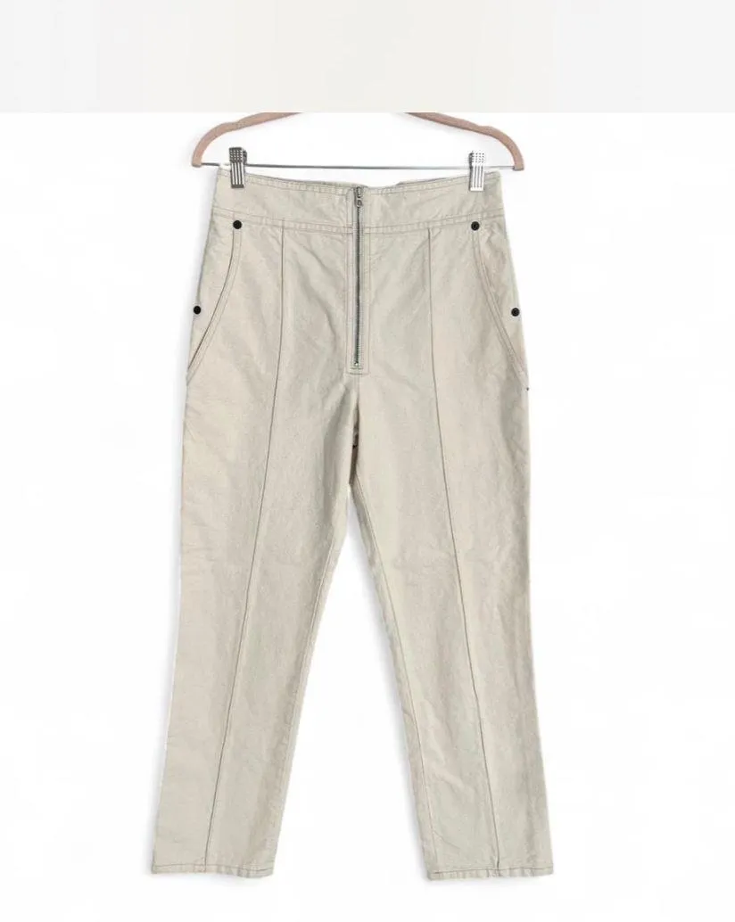 Isabel Marant high waisted cream front seam cropped cotton jeans 38 6US - Image 4