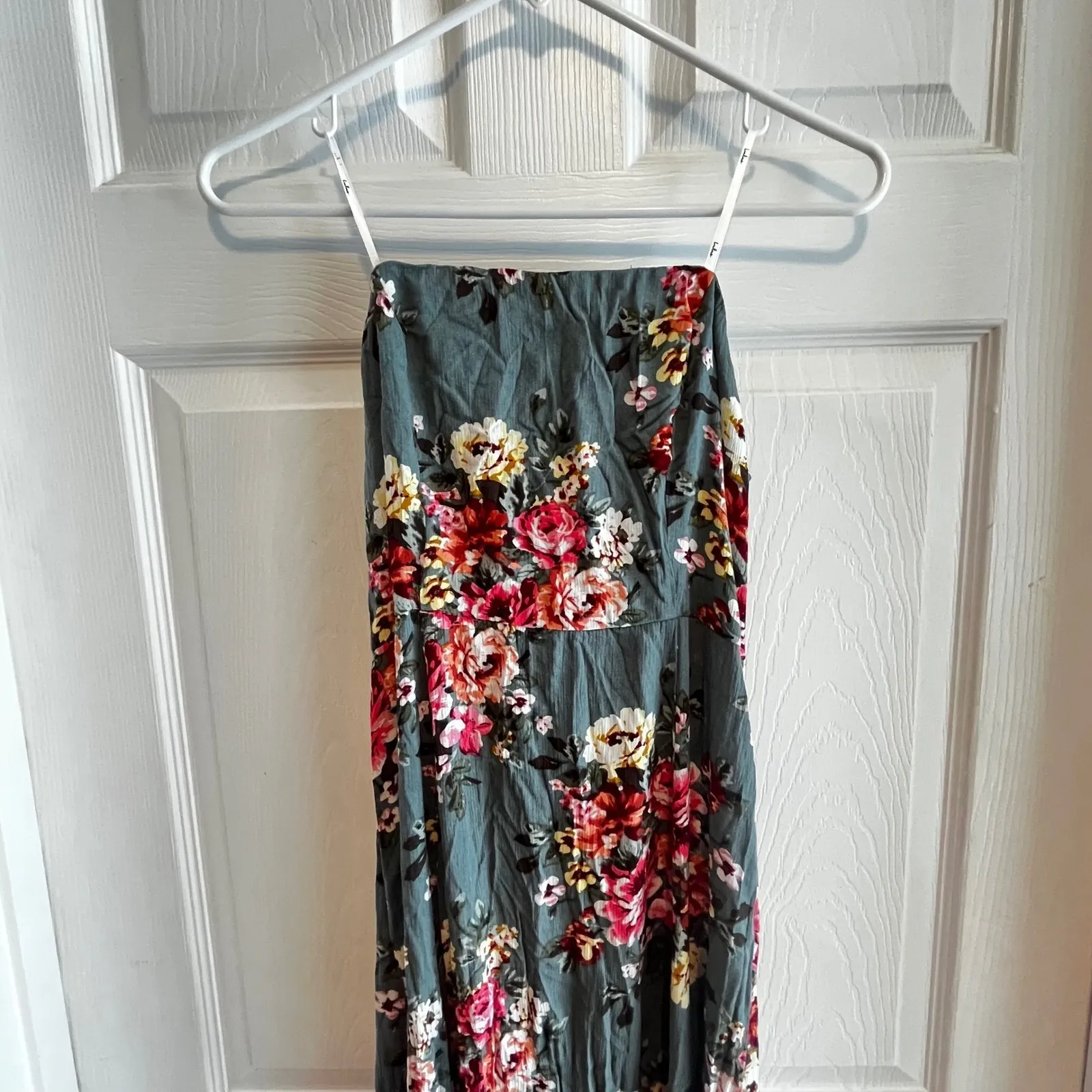 Lulus  Maxi Dress Floral Print Sage Green Pink White Smocked Straps Small Fairy - Image 5