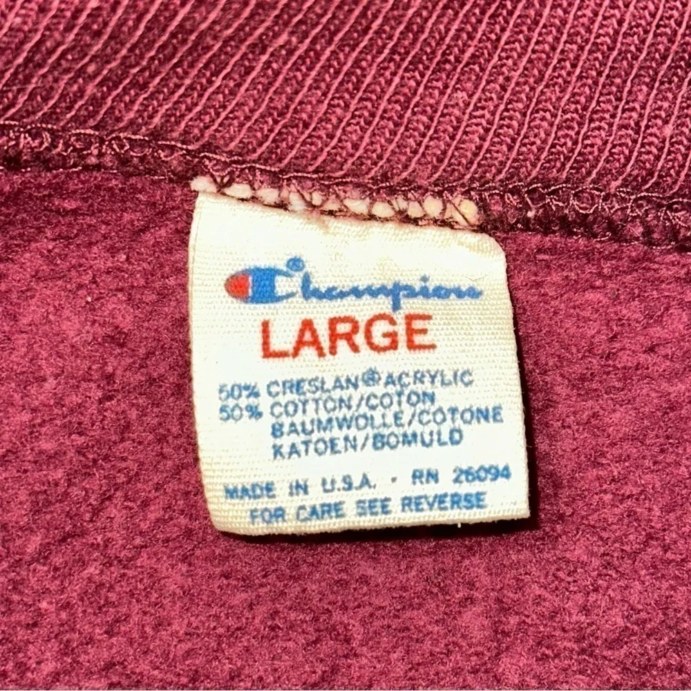Champion 80’s Vintage Uni-Sex L Burgundy Maroon Harvard University Sweatshirt - Image 4