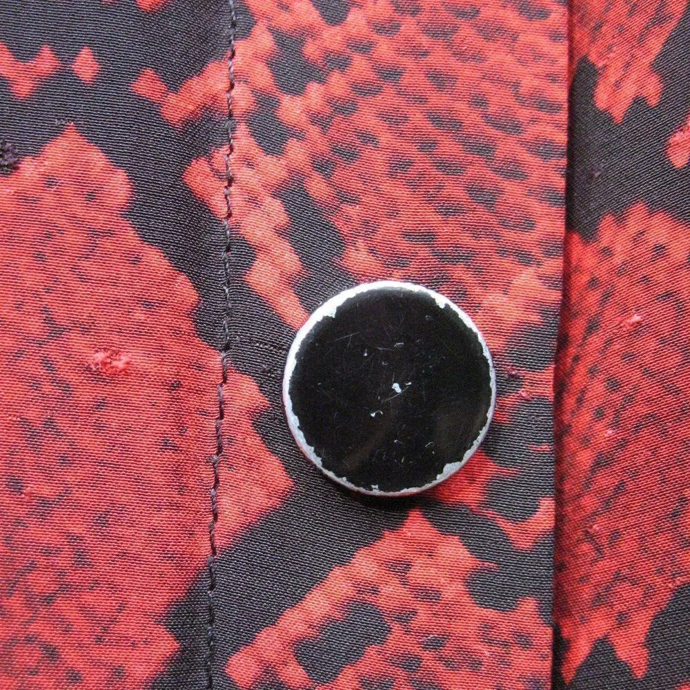 Red Black Python Snake Print Silk Blend Fit and Flare Dress - Image 7