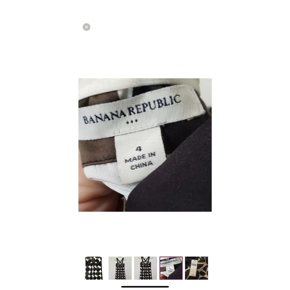 Banana Republic Halter Cocktail Dress Women’s 4 Black White Brown Geometric Prin - Image 7