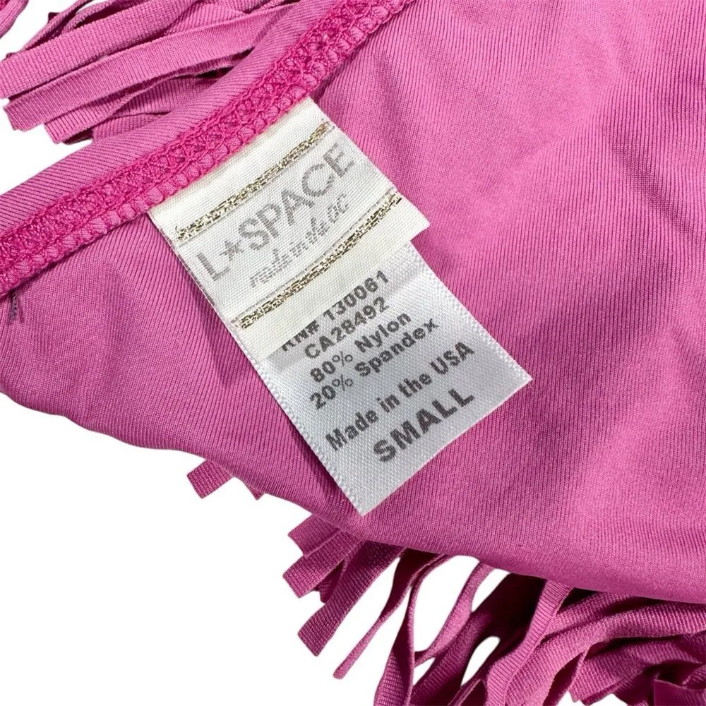 L*Space Size Small Audrey Fringe Halter Bikini Top Swimwear - Image 5