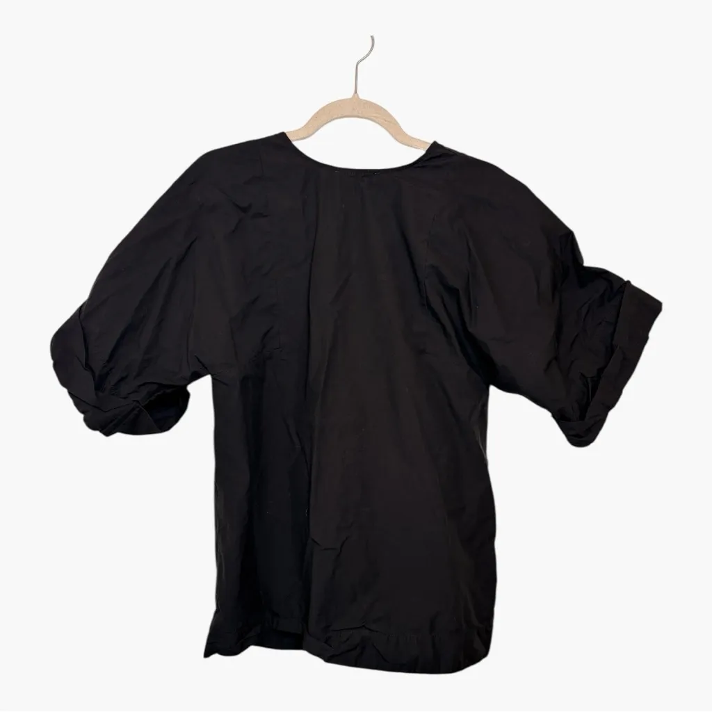 Everlane Black Cotton Popover Blouse Minimalist Modern Large - Image 3