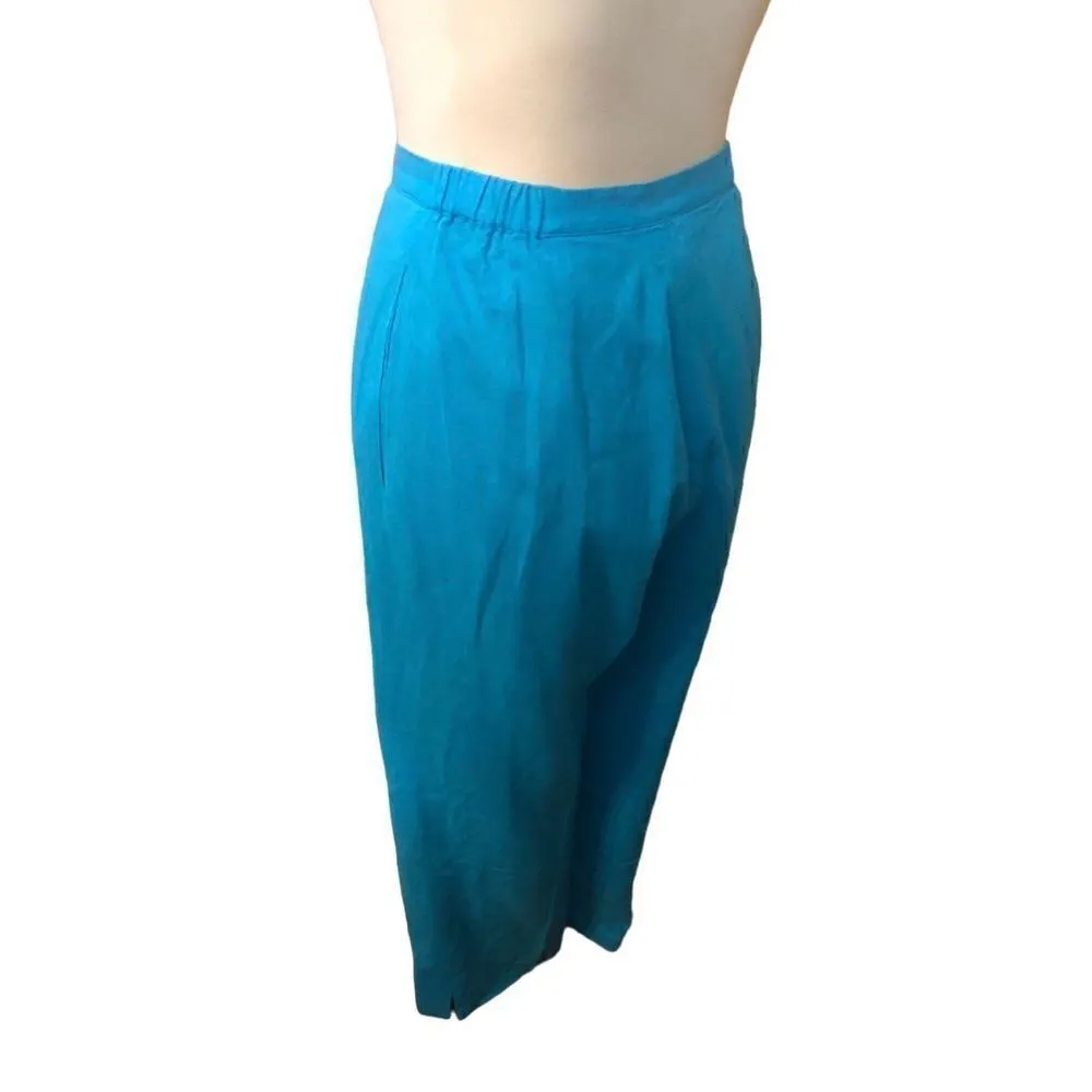 Bob Mackie Wearable Art turquoise pants with seahorse embroidered on right leg - Image 8