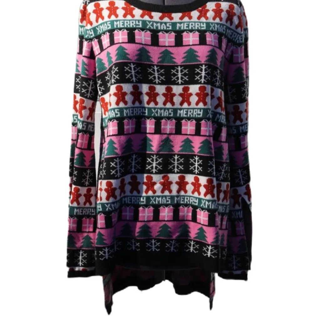 Rue21 Women’s Y2K Christmas Sweater size Medium Flare Sleeves Merry XMas Knit‎ - Image 2