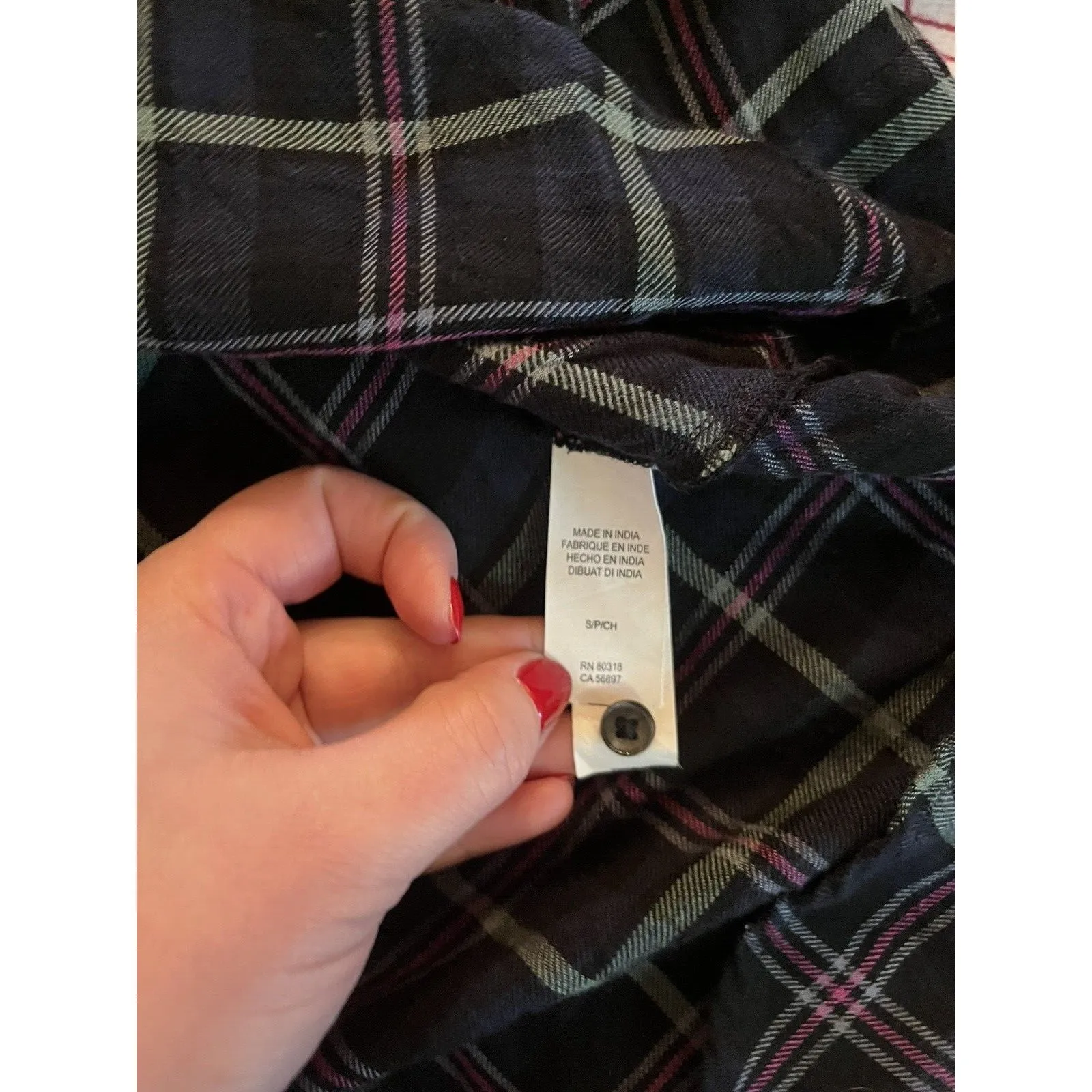 Womens Lucky Brand Plaid Flannel Ruffled Shirt 1/2 Button Front Blue-Green Sz S - Image 4