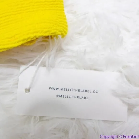 New! Set! Mello the Label yellow textured Brazilian‎ thong bottom bikini, S - Image 12