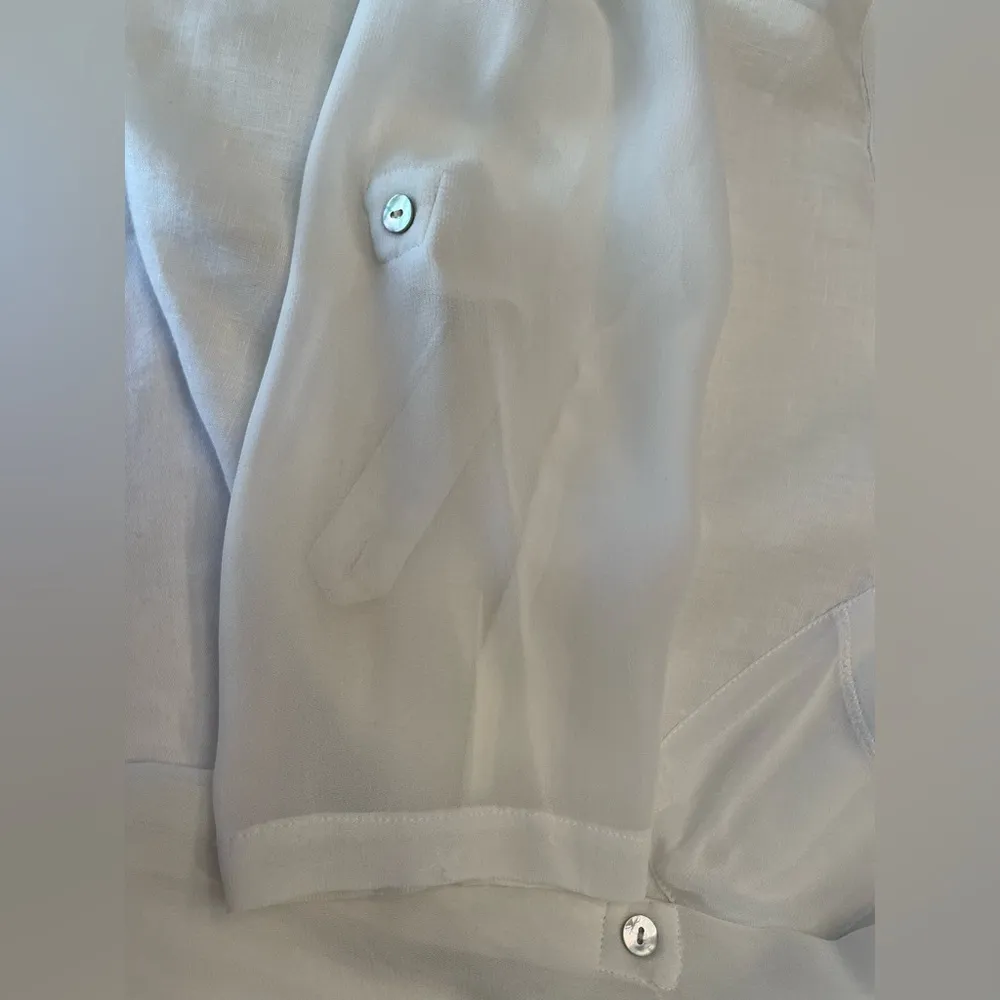 Sundance White Linen Boho Beachy Coastal Cottagecore Lagenlook Long Sleeve Top Size undefined - Image 10