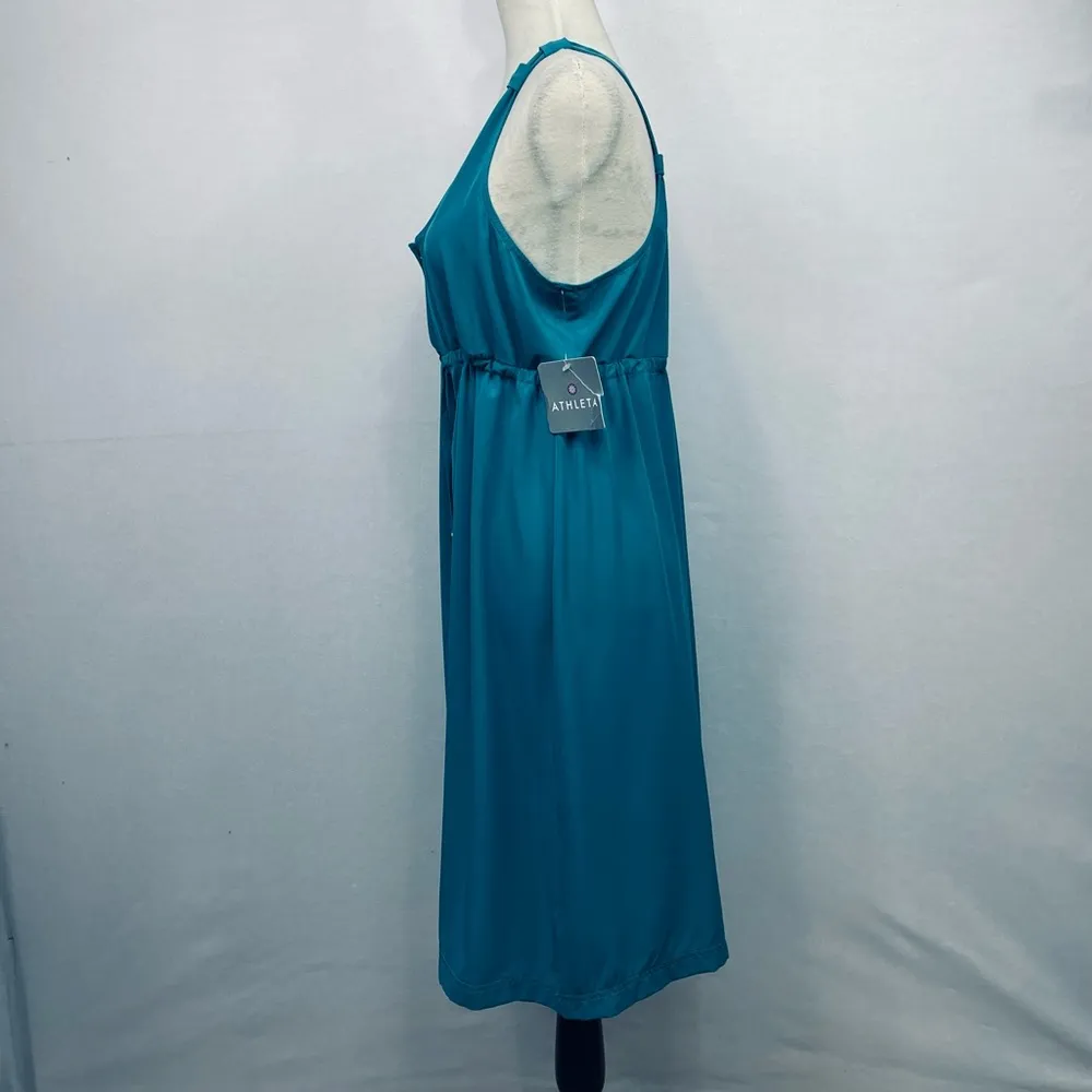 Athleta Blue Tank Spaghetti Strap Drawstring Mini Casual Dress - Image 3