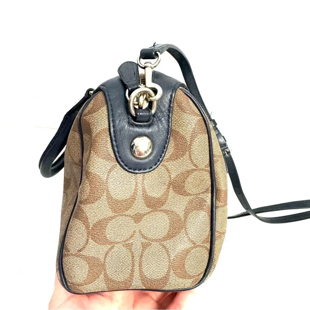 Coach Blue Varsity Stripe Mini Bennet Satchel Bag Purse Crossbody - Image 5