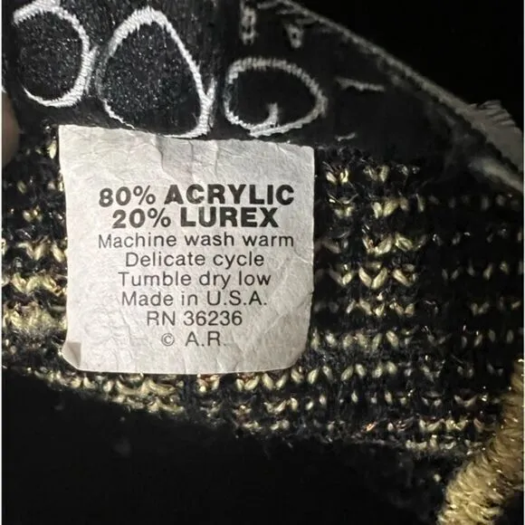 Vintage Leopard‎ Cheetah Print Sweater Metallic Animal Print 80s 90s made in USA Gold Size L - Image 2