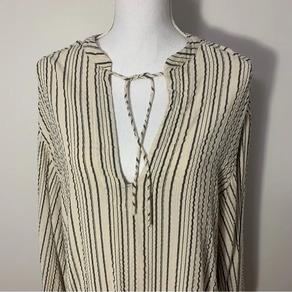 Free People Striped Balloon Sleeve Hi-Low Blouse Size S - Image 3