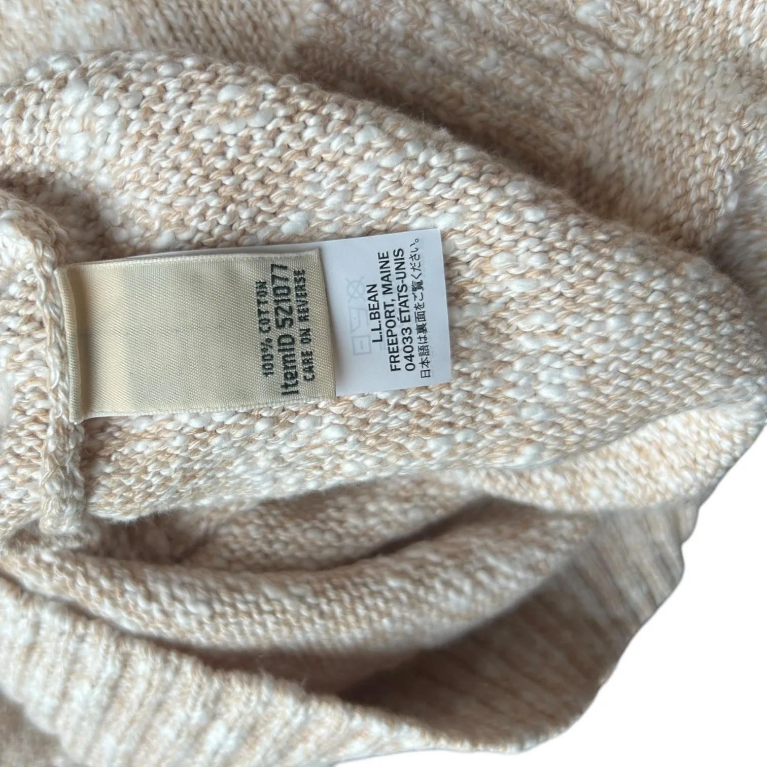 NEW L.L. Bean Cotton Ragg Crewneck Fair Isle Sweater in Tan sz XL Gorpcore Cozy - Image 8