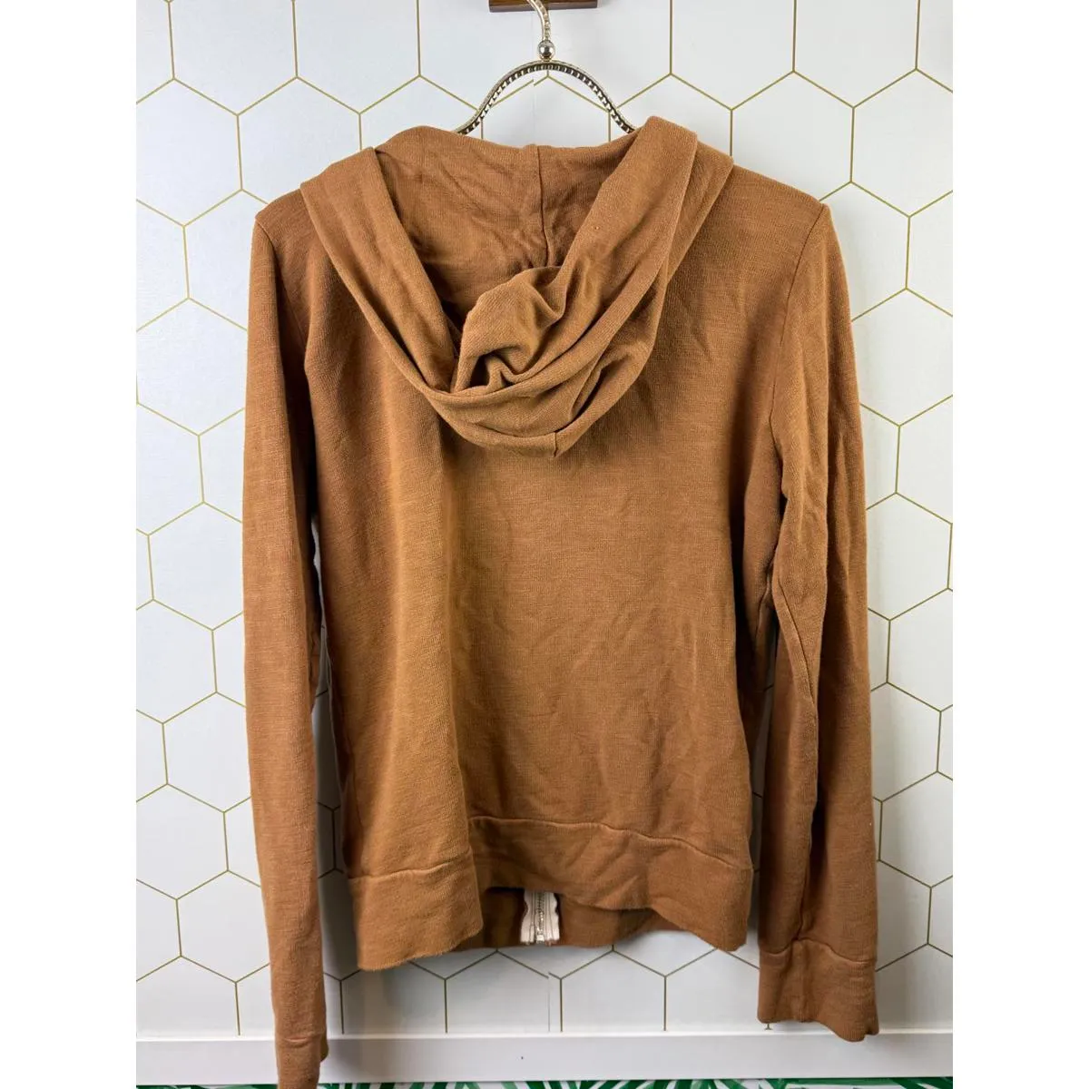 Monrow from Revolve Full Zip Hoodie in Brown Hazelnut - Image 3