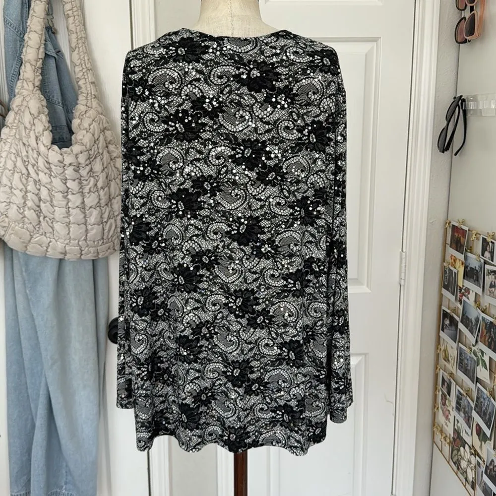 Catherine’s y2k metallic cowl neck blouse Black Size 2X - Image 8