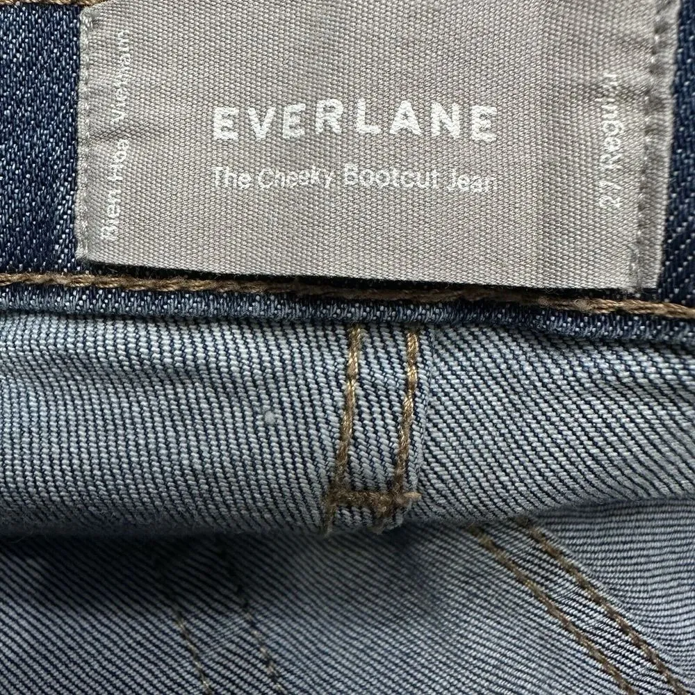 Everlane The Cheeky Bootcut Contrast Crop Jeans Raw Hem Size 27 Blue‎ High Rise - Image 7