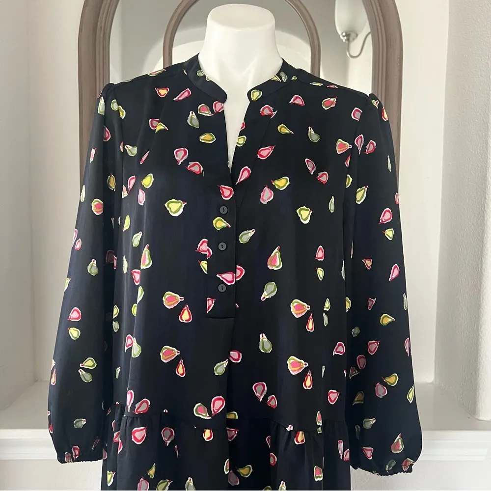 Nic+Zoe Tiered Long-Sleeve Dress w/Mandarin Collar, Black Multi, Size L NWT $188 - Image 13