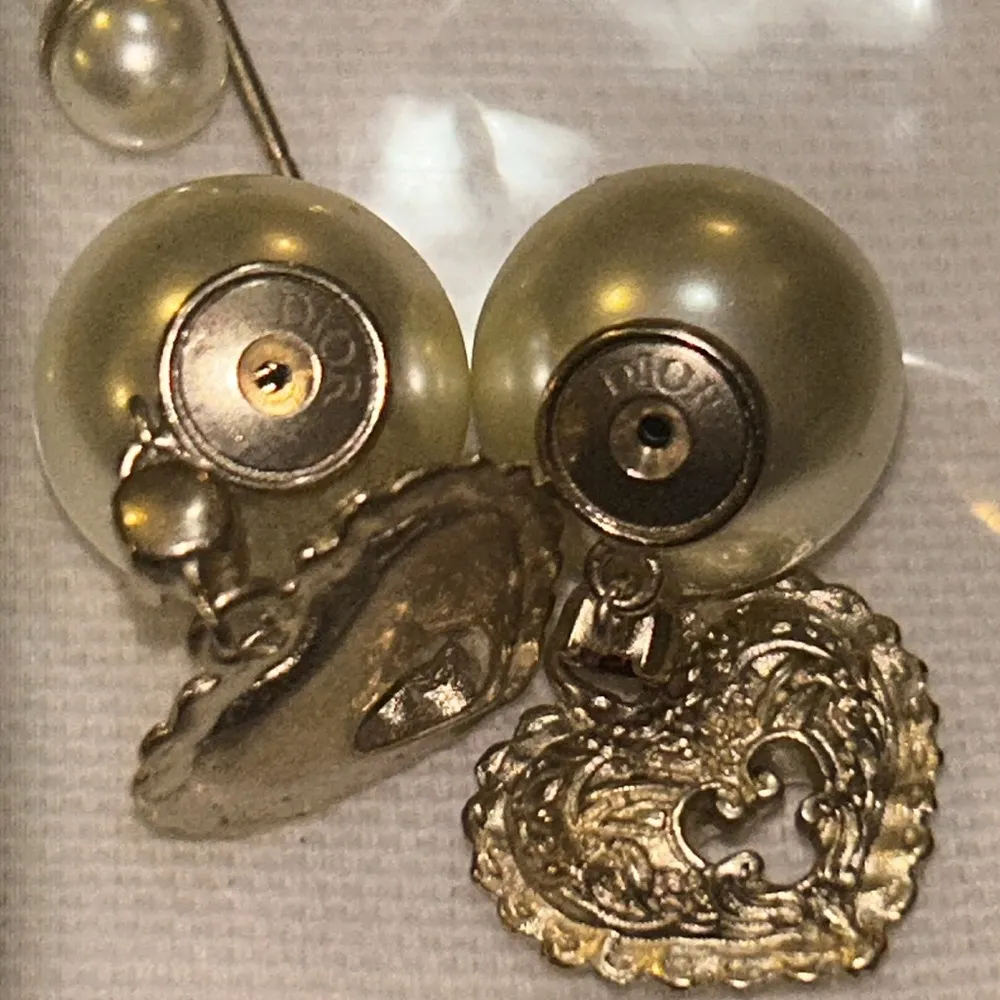 Dior Tribales Earrings Gold-Finish Metal with White Resin Pearls & Red Crystals - Image 7