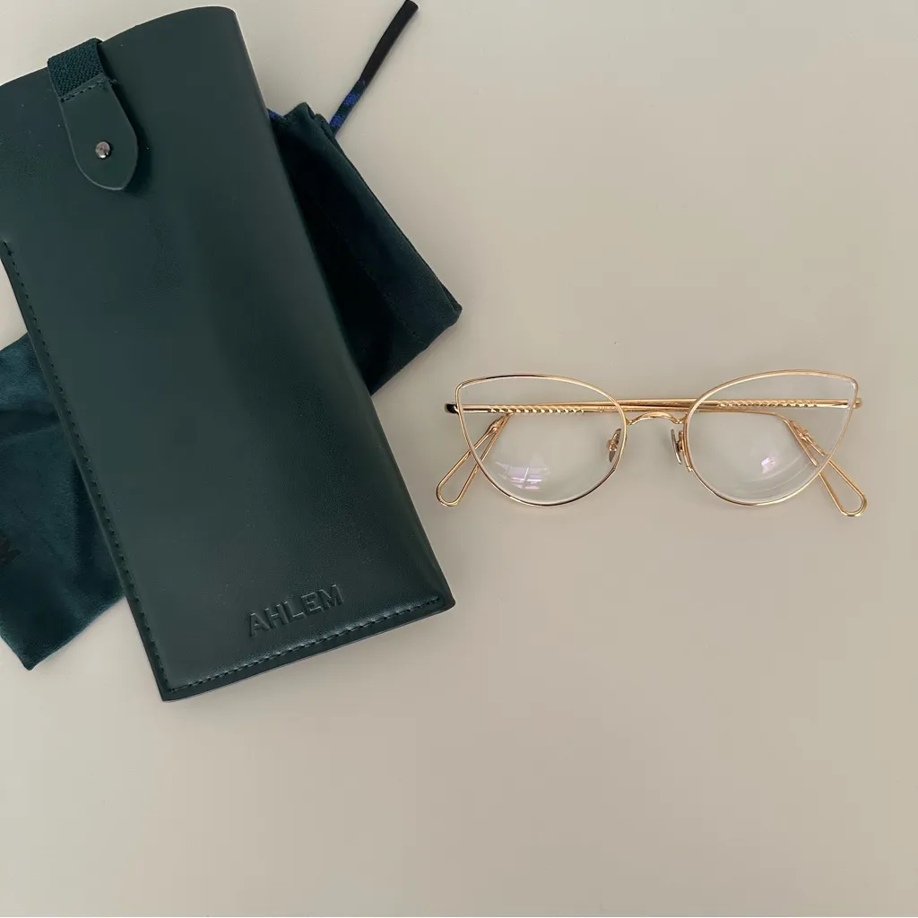 Like New Ahlem Place Du Louvre Gold Cat Eye Optical Glasses 56mm - Image 11