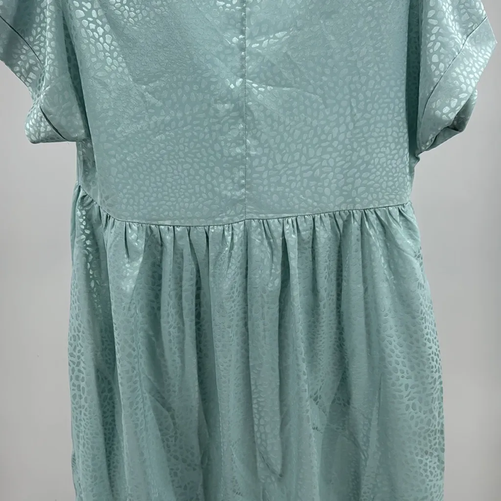 Entro Light Blue Textured Mini Dress babydoll S animal print shiny monochromatic - Image 5