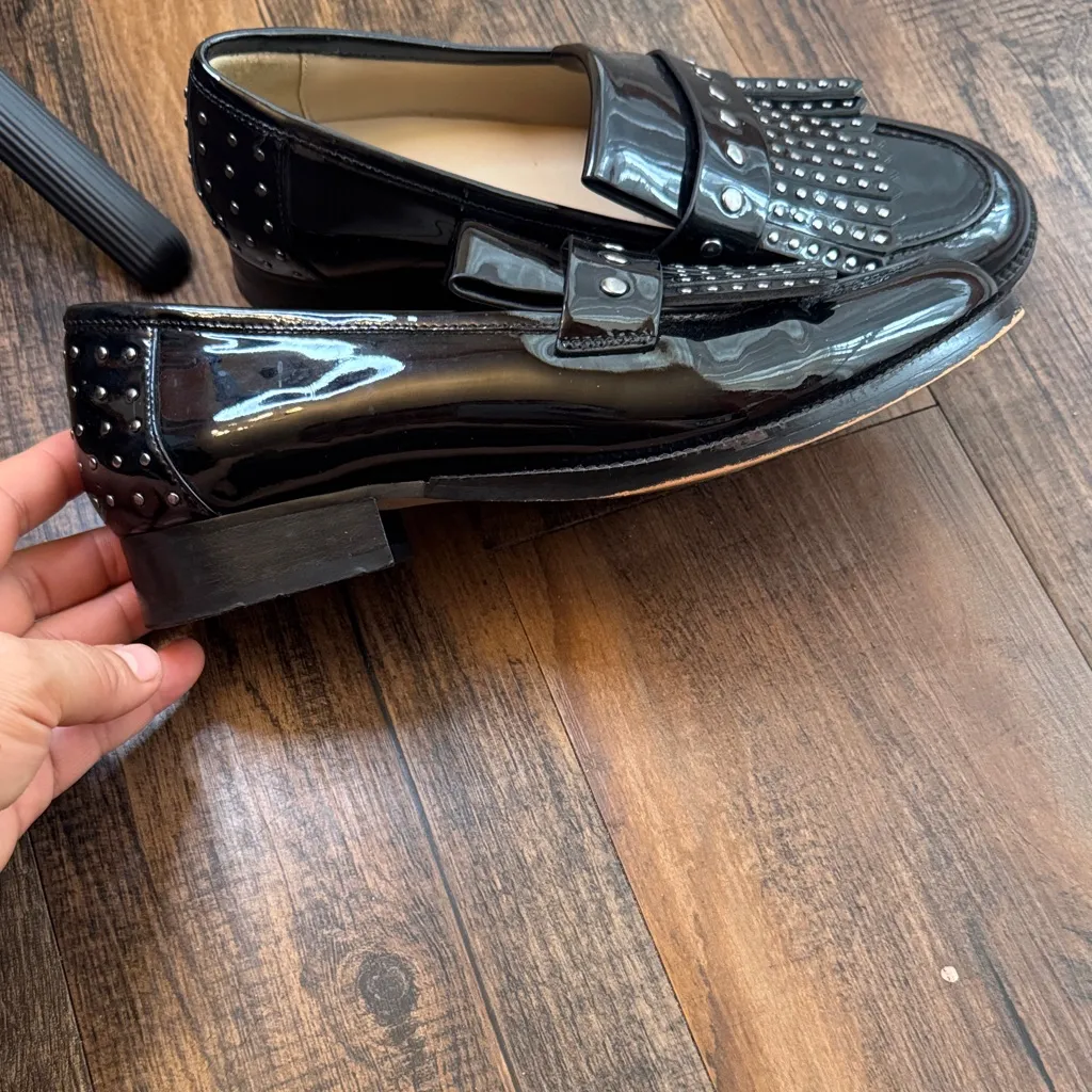 Botkier Victoria Black Patent Leather Studded Flats - Image 6