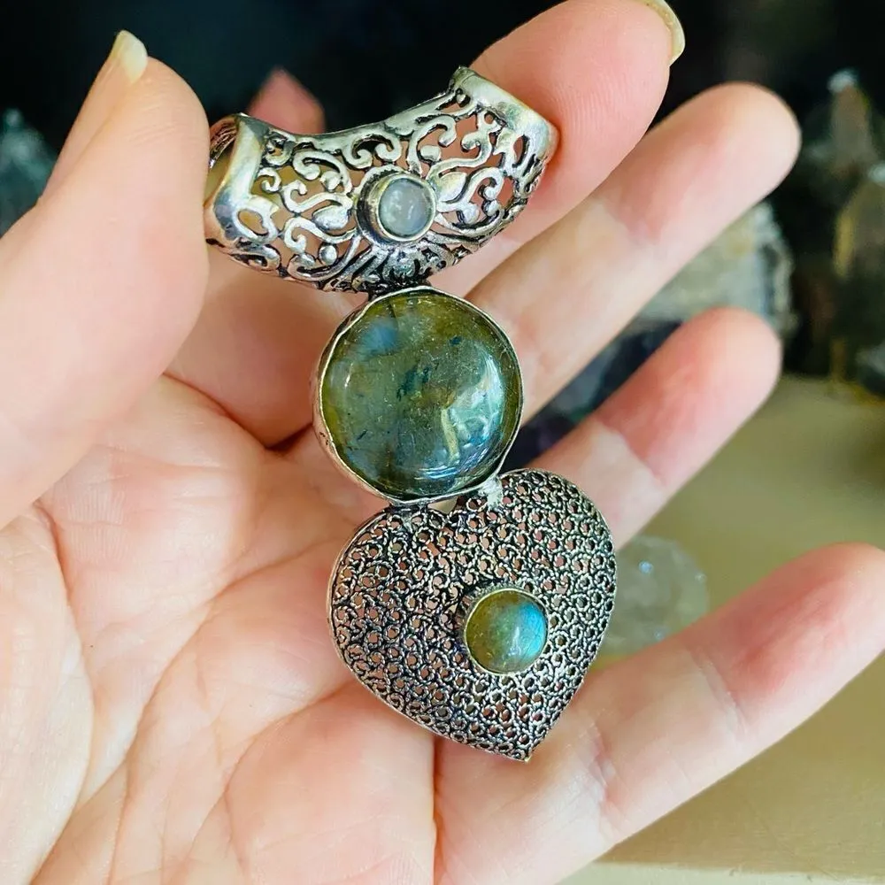 Labradorite Sterling Silver Statement Pendant Silver - Image 2