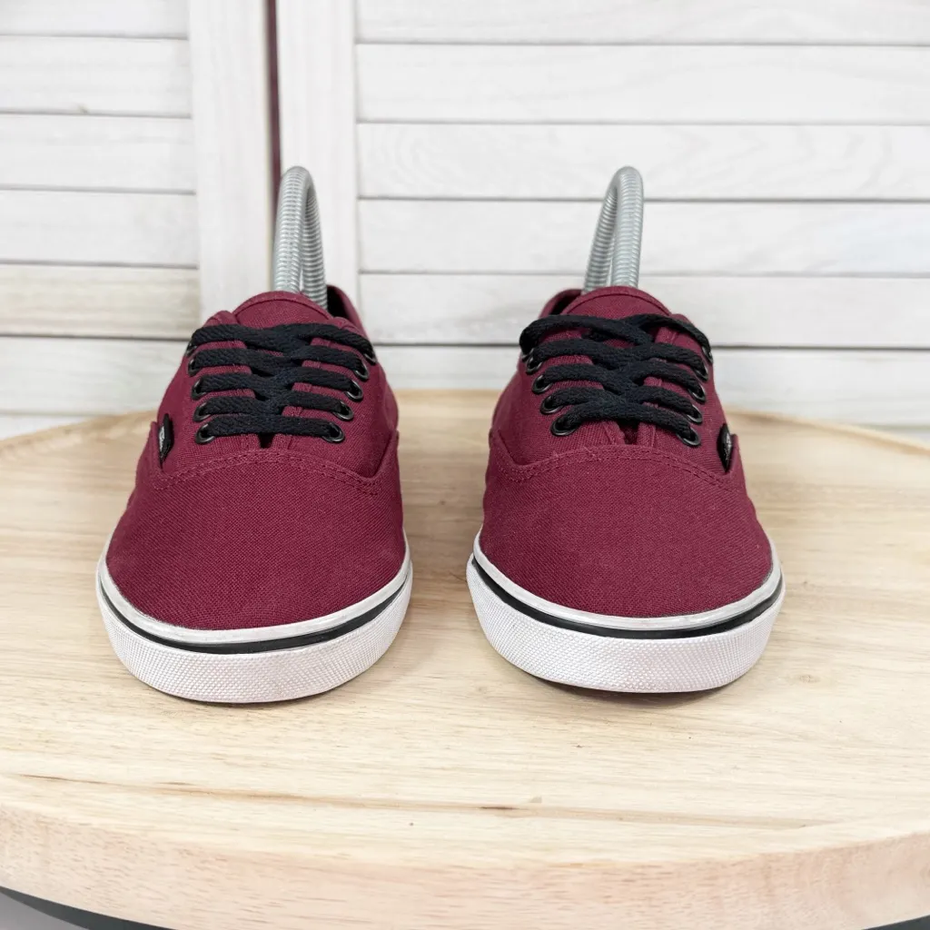 Van Authentic Canvas Low Top Lace Up‎ Sneakers Burgundy Red 7.5 Women 6 Men - Image 2