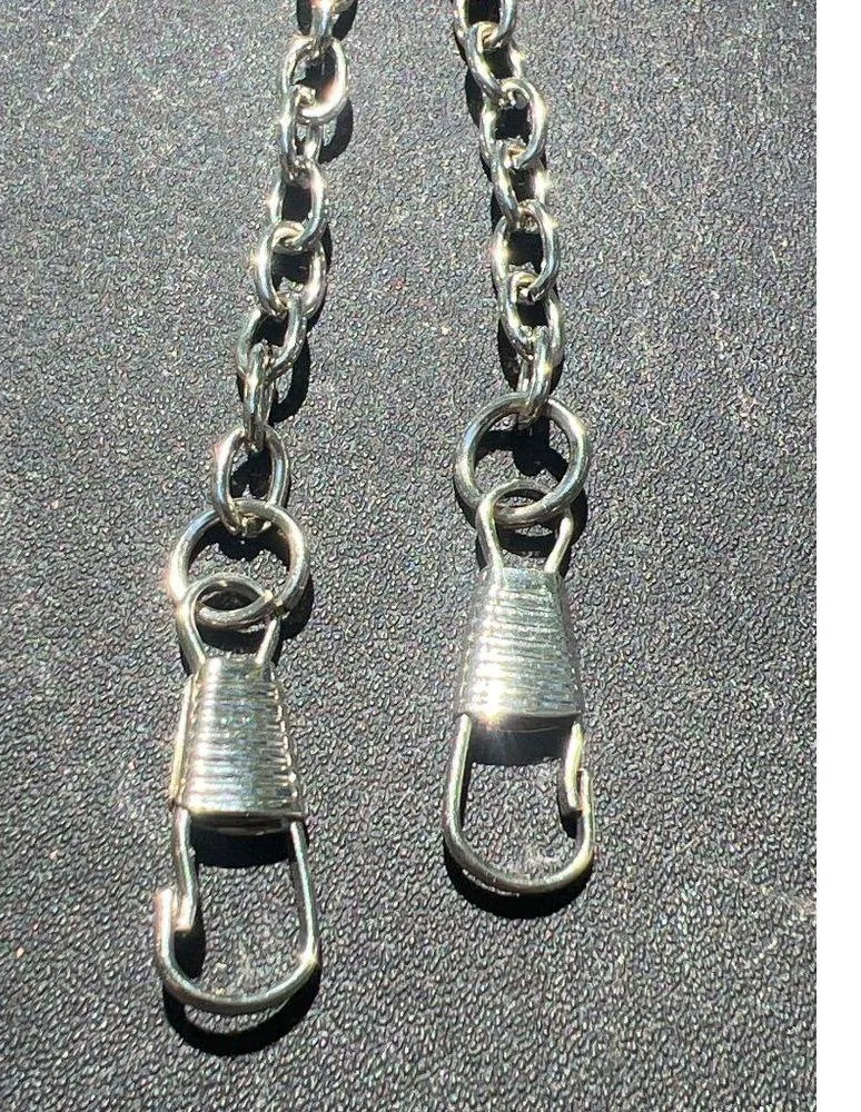 Silver Tone Chain Purse Strap Clutch Hooks Each End 46" - Image 2