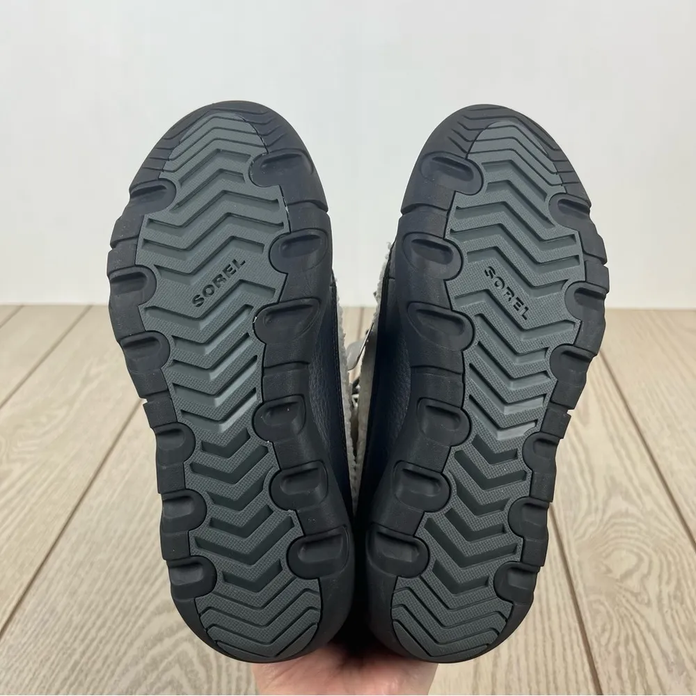 Sorel Explorer II Joan Cozy Leather Faux Shearling Boots 6.5 Black/Sea Salt $165 - Image 9