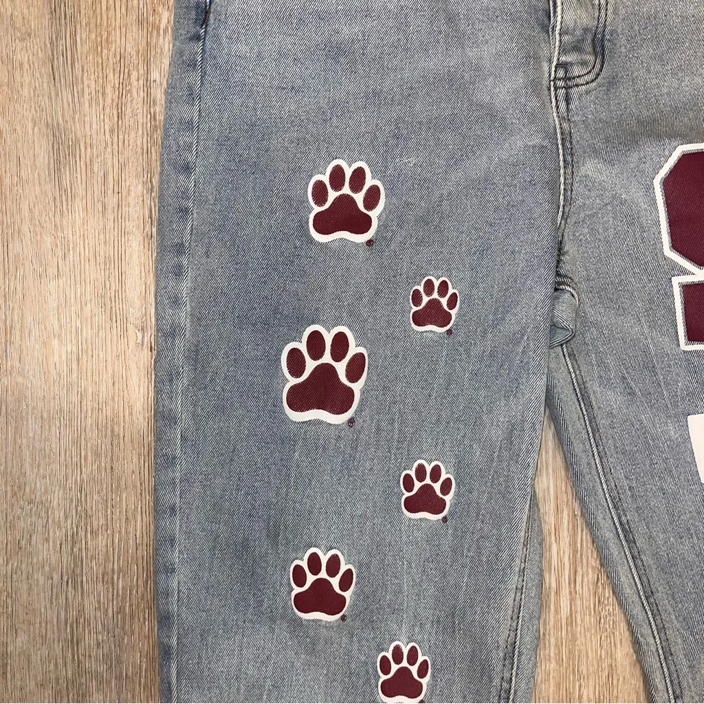GAMEDAY SOCIAL Legacy Collection Mississippi State MSU Jeans Bulldog Paws 31 White - Image 6