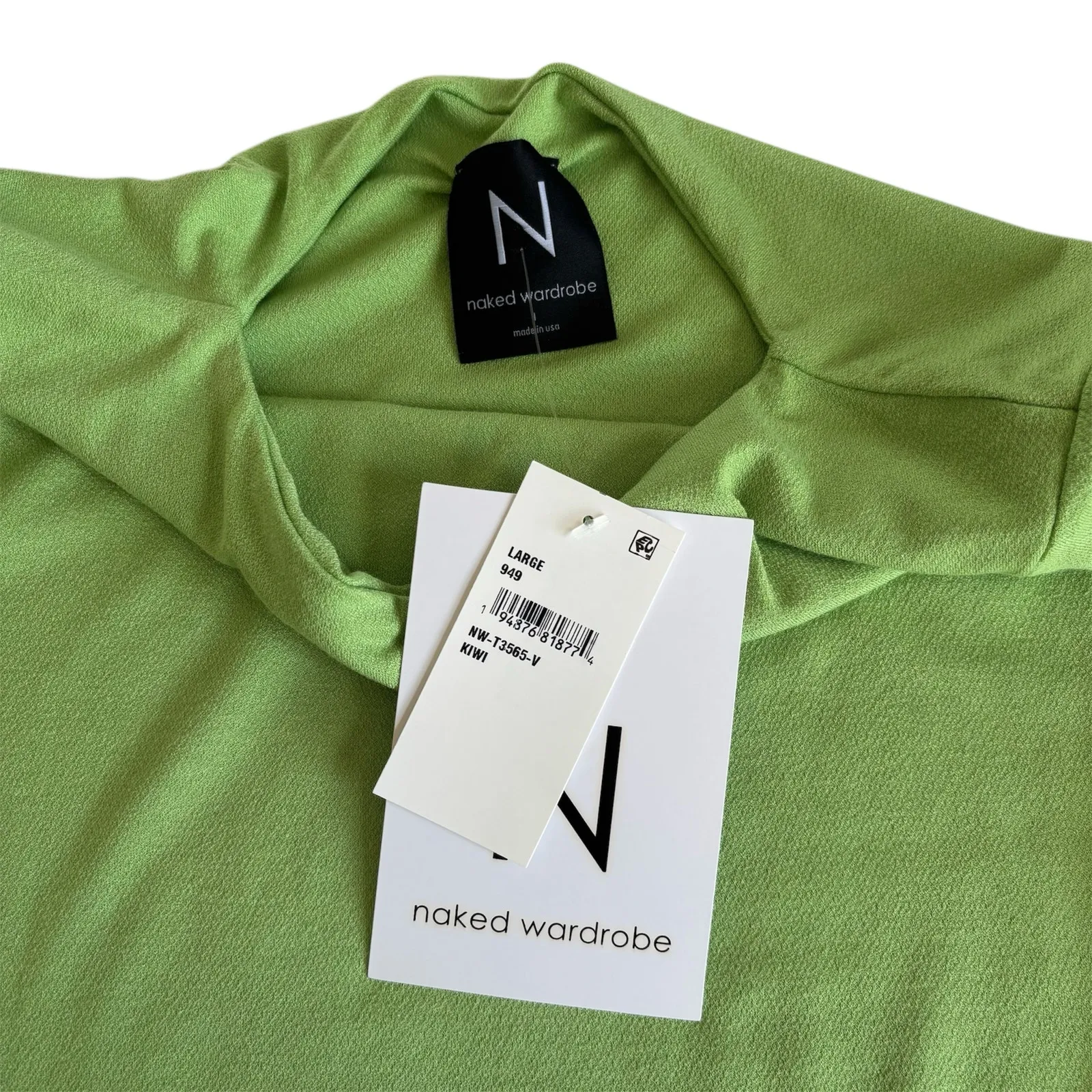 Naked Wardrobe Kiwi Green Knit Crop Top Women’s Size Large NWT - Image 5