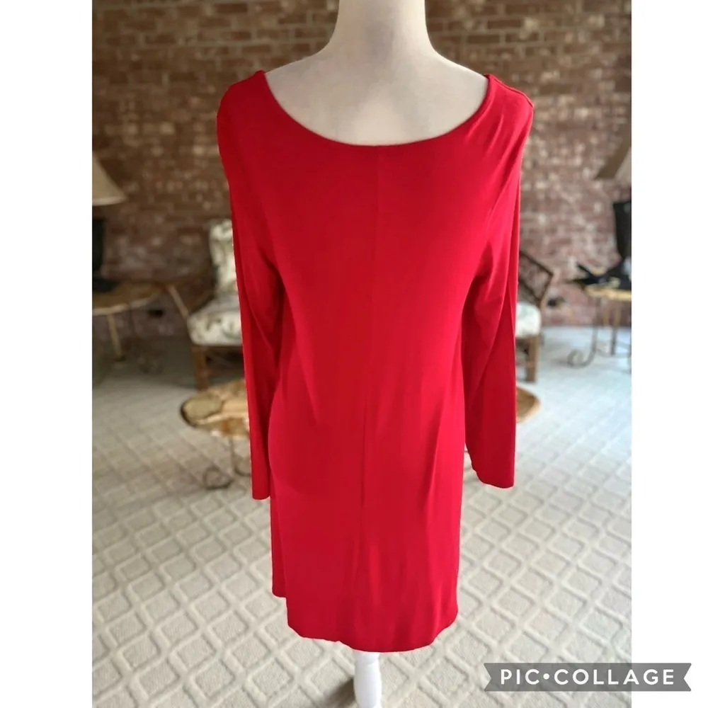 Venus Dress Mini Swing A-line Swing Red Knit L Cocktail Party Bright Long Sleeve - Image 6