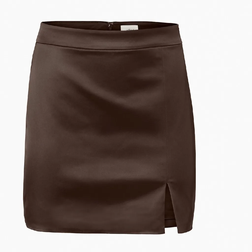 Aritzia Wilfred Patio Satin Mini Skirt in Rich Mocha Brown size 00 $98 - Image 6