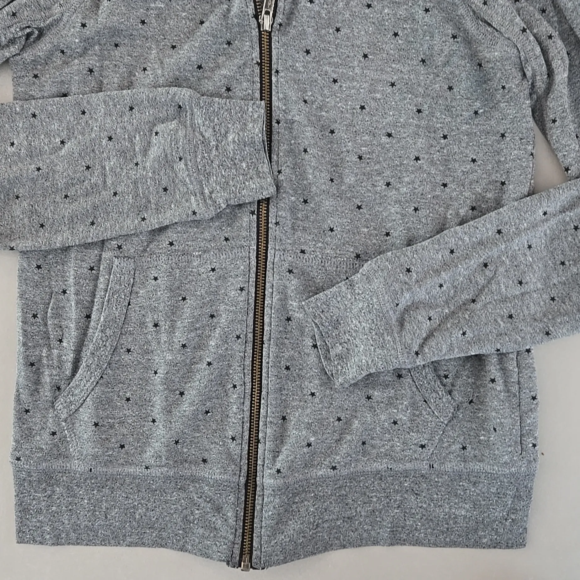 Current/Elliott The Vintage Zip Star Print Hoodie In Gray With Black Star Size 1 - Image 2