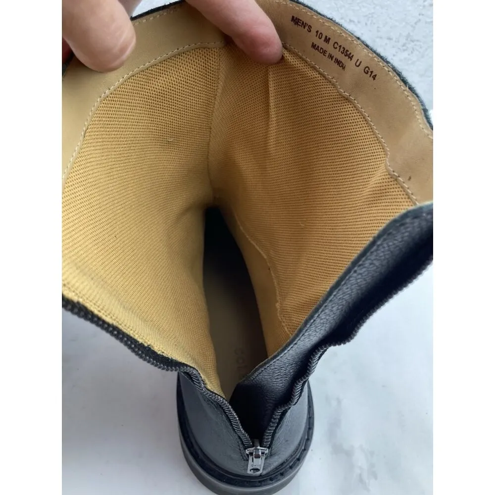 *Cole Haan Boots Mens 10 Black Leather Grunge Motorcycle Edgy Zip Strap Buckle - Image 13